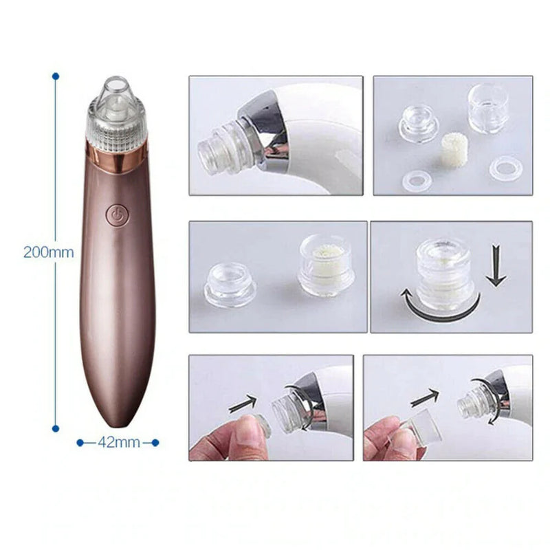 Chargeable Blackhead Removal Machine Black Head Remover Machine - Acne Pimple Pore Cleaner Vacuum Suction Tool Blackhead Removal On Nose Sucking Machine Blackheads Removal Device Derma Suction