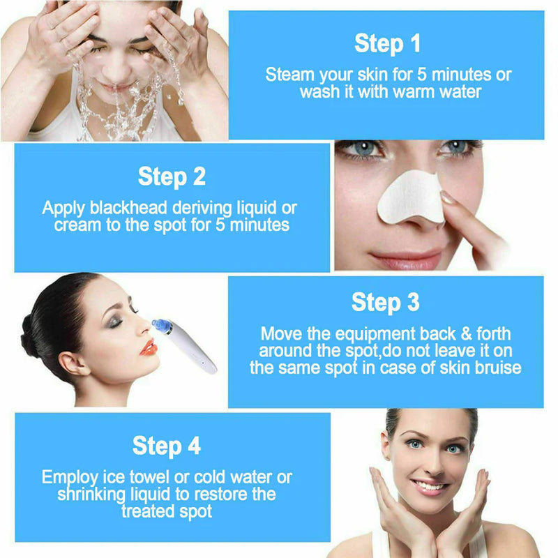 Chargeable Blackhead Removal Machine Black Head Remover Machine - Acne Pimple Pore Cleaner Vacuum Suction Tool Blackhead Removal On Nose Sucking Machine Blackheads Removal Device Derma Suction
